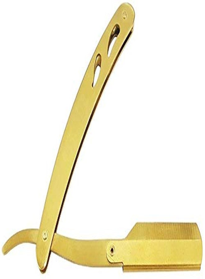 Stylazo (MADE IN DUBAI) Straight Edge Barber Folding Shaving Razor Matte Golden Folding Straight Razor Stainless Steel Gold. - Image 1