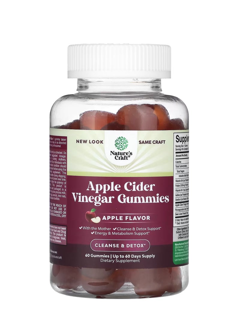 Nature's Craft جوارب خل التفاح، 60 جواهر