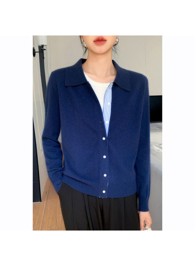 XINYANG 2025 Autumn Patchwork Striped Shirt Polo Collar Fake Two-Piece Long Sleeve Knit Top - Image 3