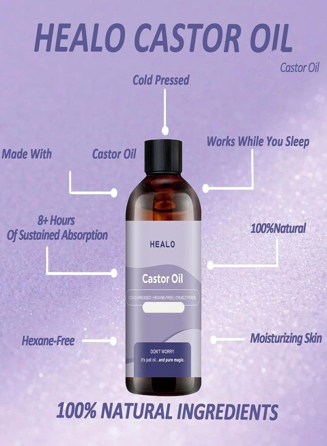 Healo, Castor Oil Pack Wrap, Castor Oil Pack Wrap Kit - 3.38 Oz with Reusable Wraps - For Stomach, Neck and Entire Body with Adjustable Elastic Straps (1 Bottole, 100ML - Image 2
