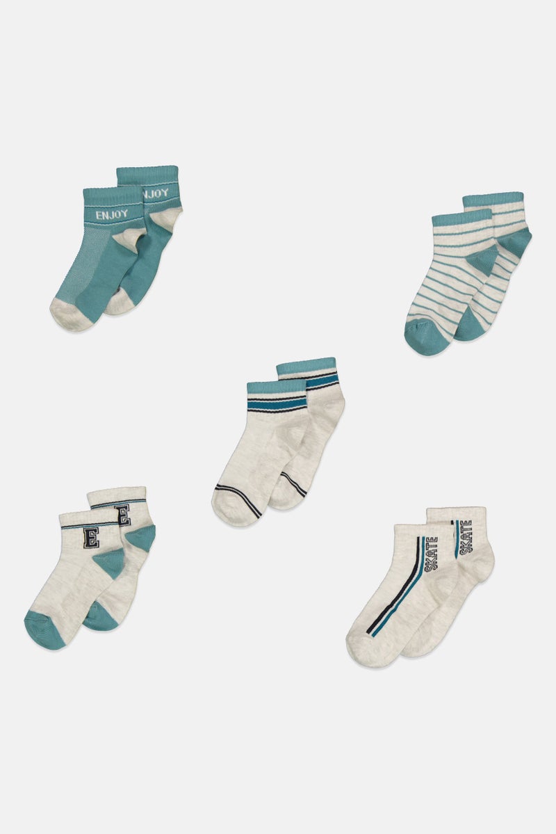 RBX Kids Boy 5 Pair Skate Quarter Socks, Multicolor - Image 1