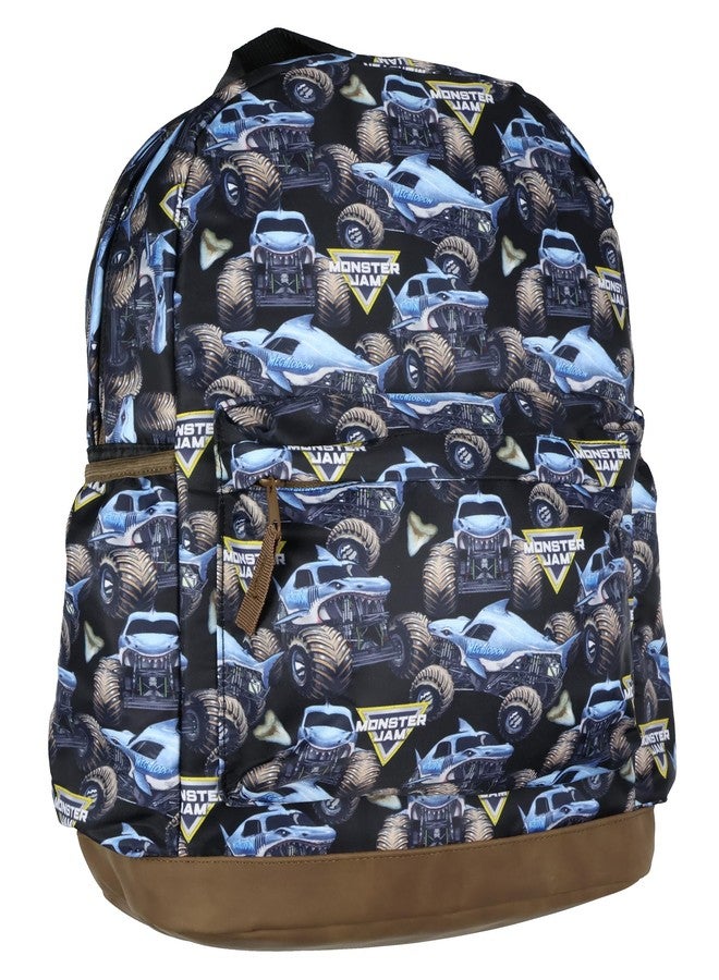 INTIMO Monster Jam Backpack Allover Megalodon Shark Monster Truck School Book Bag with Laptop Tech Sleeve - Image 1