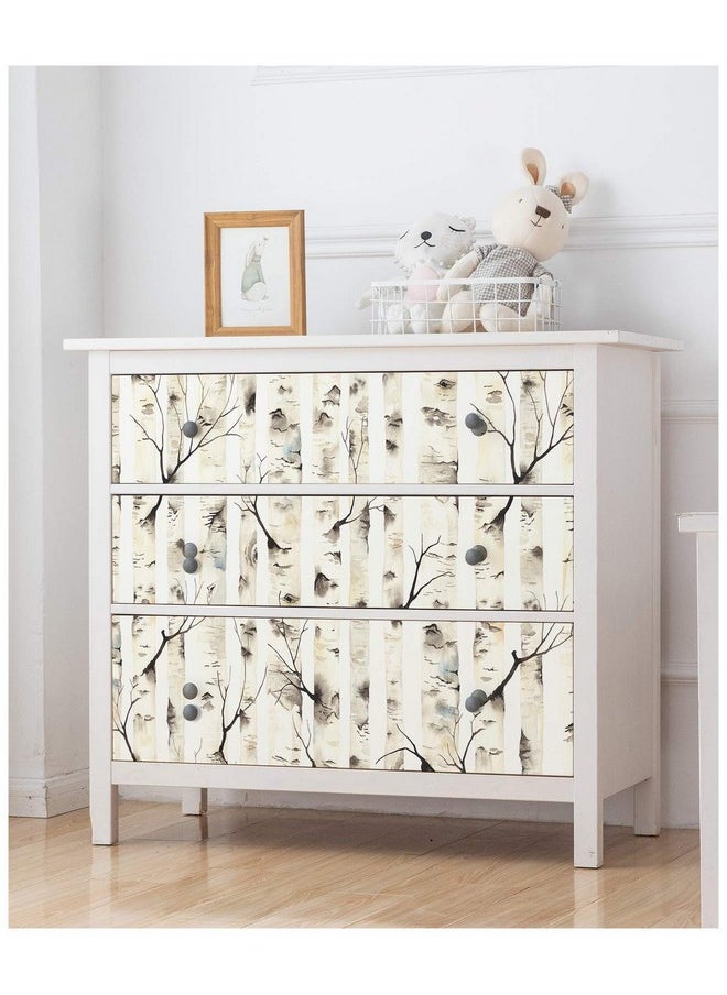 HAOKHOME 92074 Peel And Stick Forest Wallpaper Birch Tree Mural White/Beige/Grey Removable For Room Decorations 17.7In X 118In  - Image 4