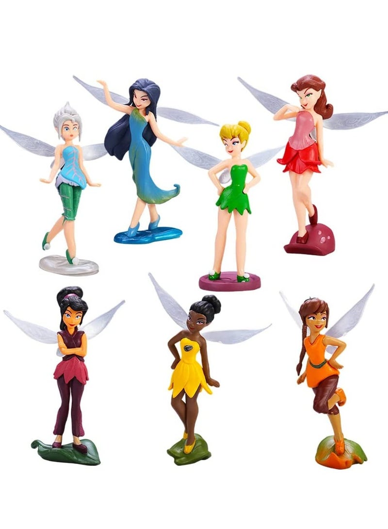 SYOSI Flower Fairy Pixie Miniature Fairy Garden Ornament Fairy Pixie Girl Fly Wing DIY Dollhouse Decor, Princess Tinker Bell Fairy Model Dolls Gift for Children(7 PCS) - Image 1