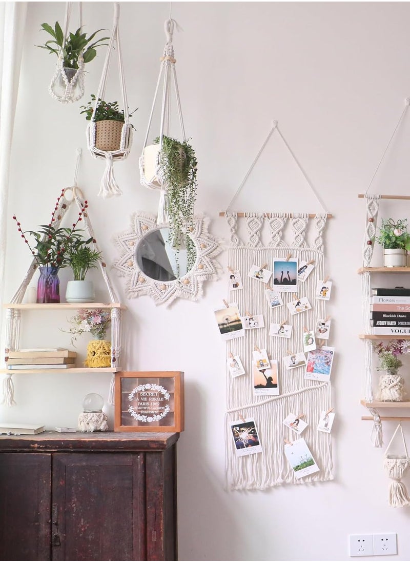 Antikiano - Hanging Photo Boho Wall Decor Macrame picture frames photo collage frame wall decor for teen girl gifts - Image 1