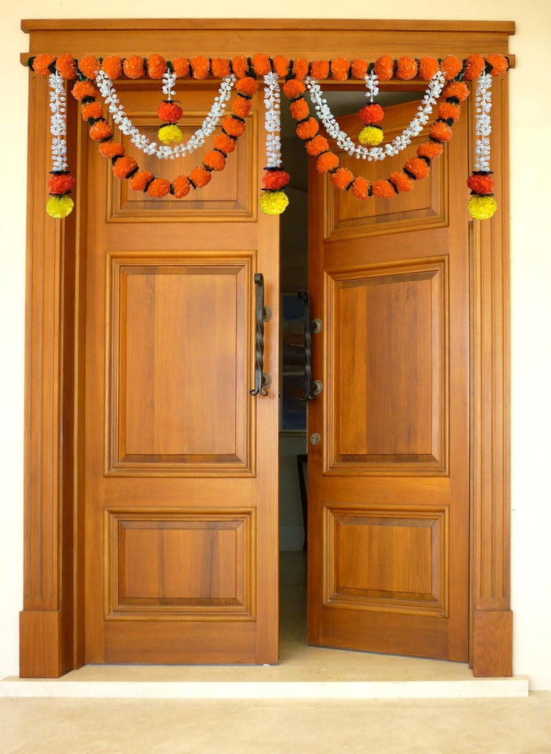 Tia Crafts Artificial Marigold Garlands Flower Door Toran Door Hangings | Garlands For Home Decoration | Bandanwar Door Flower Toran (Orange, 50 Mm, 50 Mm) - Image 3