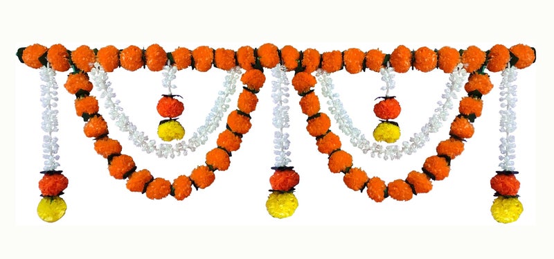 Tia Crafts Artificial Marigold Garlands Flower Door Toran Door Hangings | Garlands For Home Decoration | Bandanwar Door Flower Toran (Orange, 50 Mm, 50 Mm) - Image 2