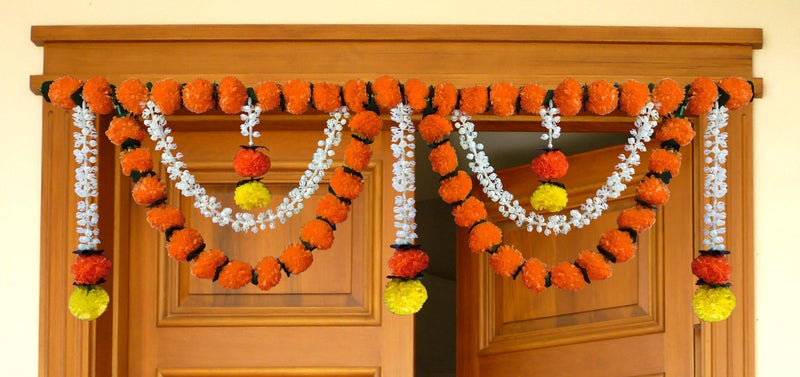 Tia Crafts Artificial Marigold Garlands Flower Door Toran Door Hangings | Garlands For Home Decoration | Bandanwar Door Flower Toran (Orange, 50 Mm, 50 Mm) - Image 5