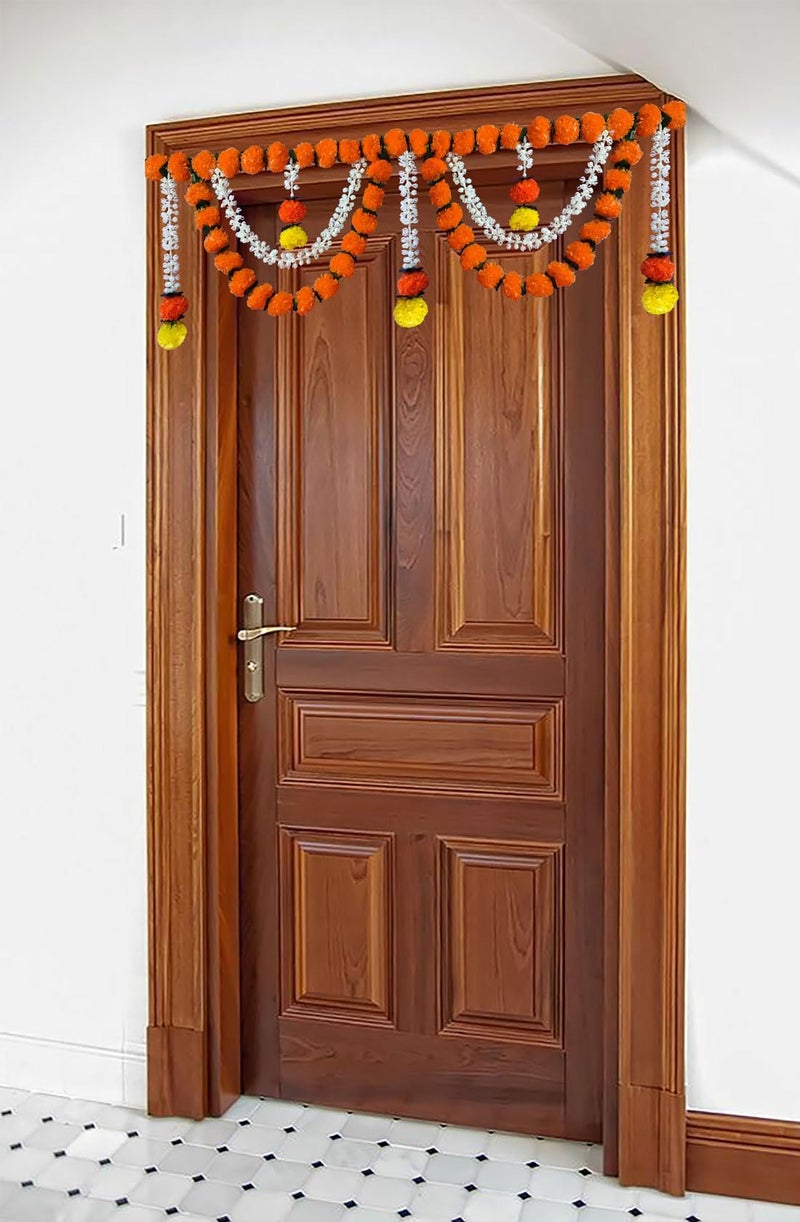 Tia Crafts Artificial Marigold Garlands Flower Door Toran Door Hangings | Garlands For Home Decoration | Bandanwar Door Flower Toran (Orange, 50 Mm, 50 Mm) - Image 4
