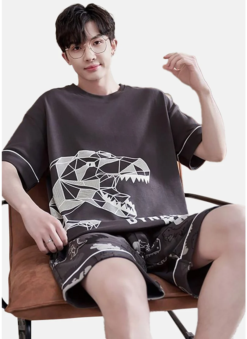 YUNIQEE Black Graphic Printed Pure Cotton T-shirt With Short