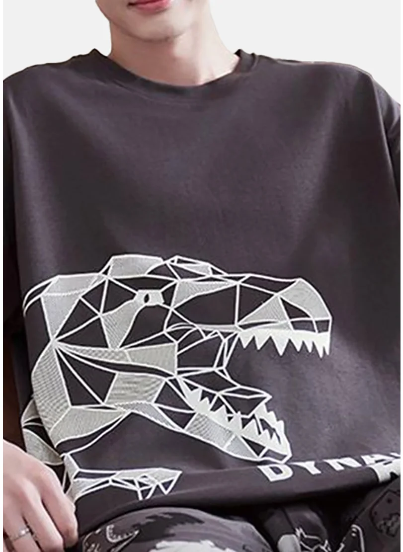 YUNIQEE Black Graphic Printed Pure Cotton T-shirt With Short