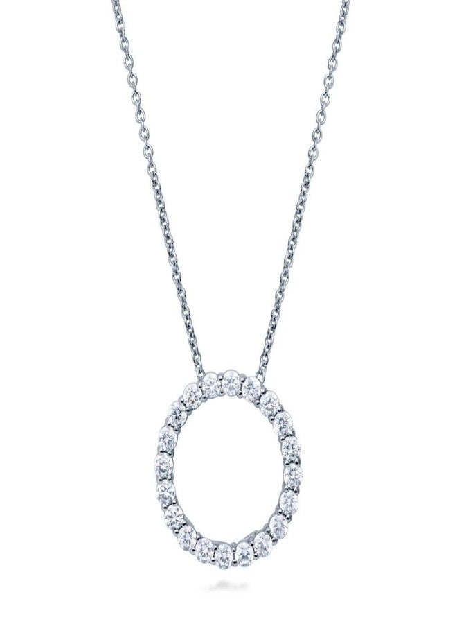 بيركيل قلادة بيريكل من الفضة الإسترلينية بتصميم دائرة مفتوحة للنساء، مرصعة بالزركونيا المكعبة (CZ) بطول 17 بوصة - Image 1