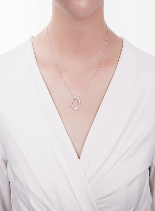 بيركيل قلادة بيريكل من الفضة الإسترلينية بتصميم دائرة مفتوحة للنساء، مرصعة بالزركونيا المكعبة (CZ) بطول 17 بوصة - Image 4