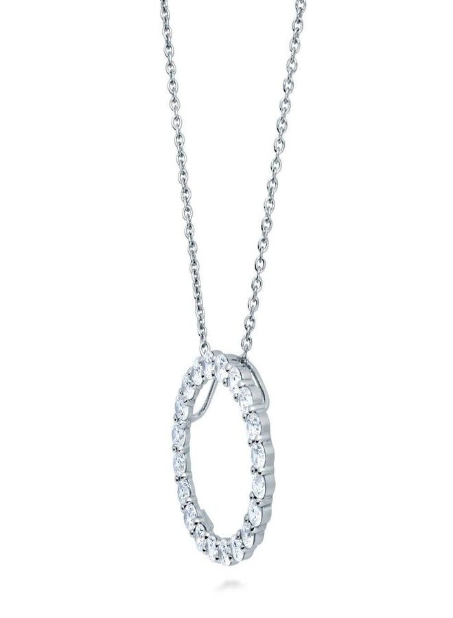 بيركيل قلادة بيريكل من الفضة الإسترلينية بتصميم دائرة مفتوحة للنساء، مرصعة بالزركونيا المكعبة (CZ) بطول 17 بوصة - Image 2