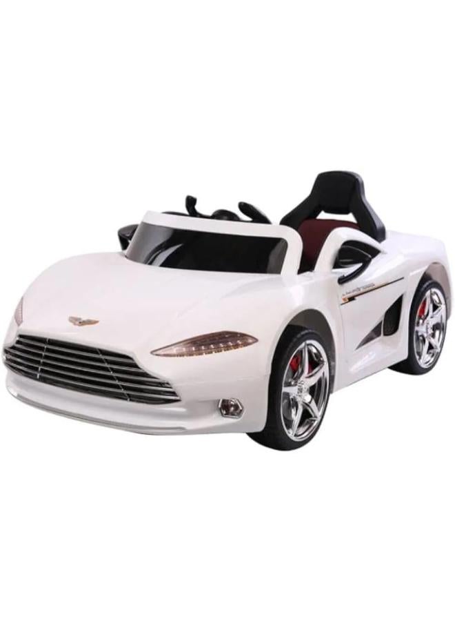 Kids Car | Rechargeable Battery Operated Ride on car for Leather seat Kids, Toy with Music, USB, Safety Belt Baby Big Electric to Drive 2 5 Years Boy Girl (Multicolor) (white) - Image 1