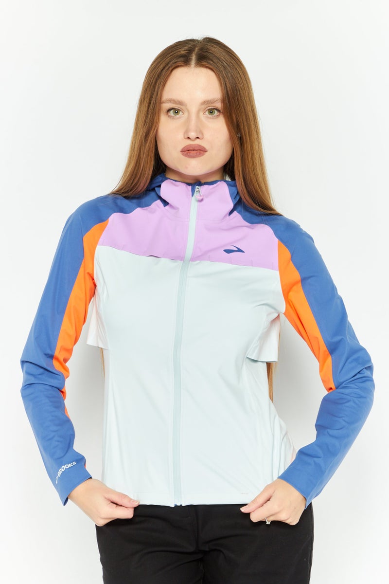 Brooks جاكيت خارجي طويل الأكمام للنساء، رياضي، أزرق - Image 1