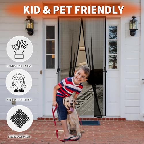 Iduontis Fiberglass Magnetic Screen Door Fit Door Size 34 x 82 in- Heavy Duty Fiberglass Screen Door Mesh for Interior Door, Patio and Sliding Doors - Door Screen Magnetic Closure Let Fresh Air in - Image 4