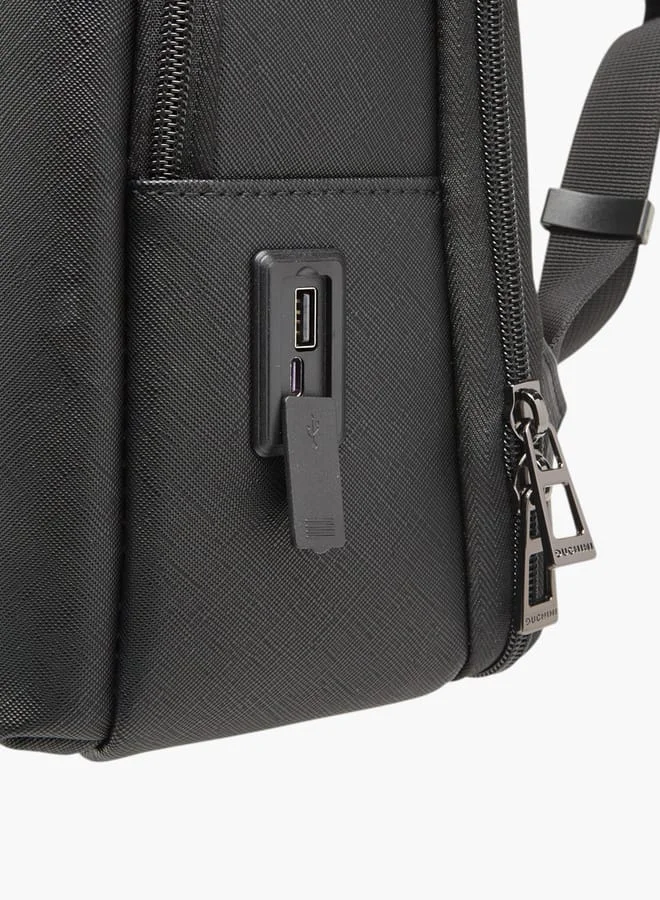 DUCHINI Solid Backpack With Zip Closure And Laptop Compartment - 39X29X8 Cm