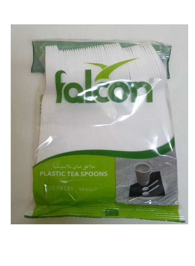 Falconpack 50 pcs Plastic Tea Spoons White