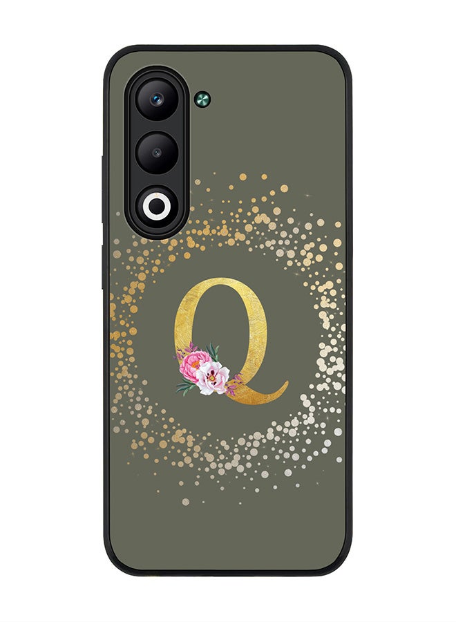 Stylizedd For Oppo A5 5G / A5 4G Case,Slim fit Camera Protection, Shockproof Thin Phone cover  - Custom Monogram Floral - Q  (Olive Green )