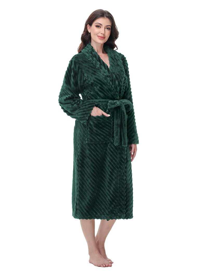 Yurhap Premium Robes for Women - Super Soft Cozy Fleece Womens Robe Plush Long Bathrobe - Image 1