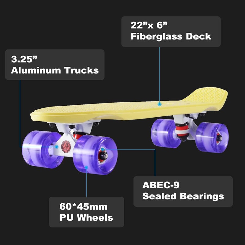Playshion Mini Cruiser Skateboard for Kids, Beginners, and Adults - Lightweight and Portable 22 Inch Skateoard for Easy Riding - Supports Up to 300 lbs - Image 2
