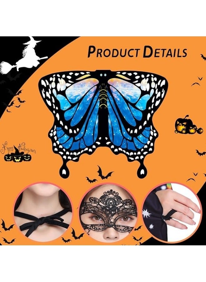 CCOVERY Butterfly Wings for Girls, Double Sided Printing Butterfly Wings with Antenna Headband and Mask, Fairy Ladies Cape Nymph Pixie Cloak - Image 3