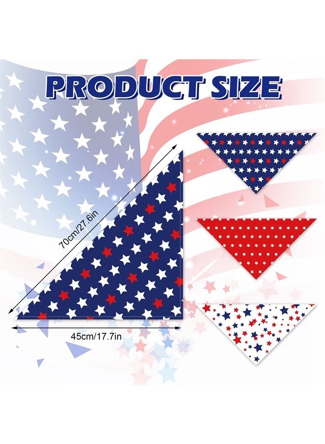 Whaline 4th of July Star Dog Bandanas 3 Pack Patriotic Blue Red White Star Adjustable Pet Scarf Washable Triangle Bibs Pet Kerchief for Independence Day Catd Dogs, 17.7 x 17.7 x 27.6 Inch  - Image 2