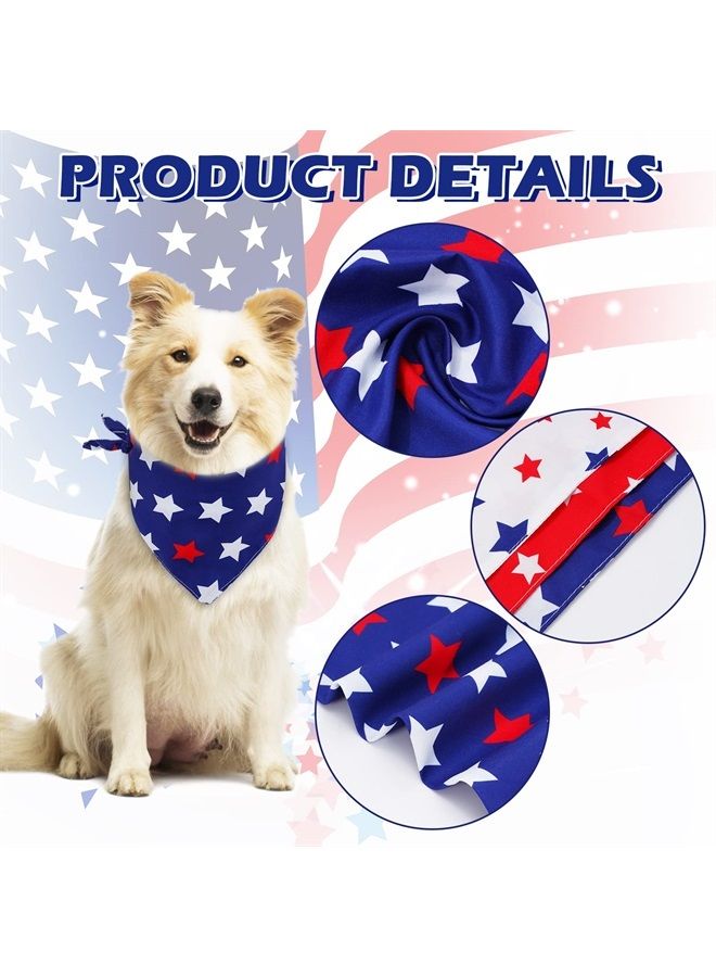 Whaline 4th of July Star Dog Bandanas 3 Pack Patriotic Blue Red White Star Adjustable Pet Scarf Washable Triangle Bibs Pet Kerchief for Independence Day Catd Dogs, 17.7 x 17.7 x 27.6 Inch  - Image 3