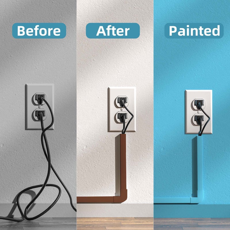 Delamu Wire Hider, 157in Delamu Cord Hider Wall, Paintable Wire Covers for Cords, TV Cable Hider Wall Kit, Cable Covers Raceway, Cable Management Hide TV Cords for Wall Mount TV, 10XL15.7 W0.95 H0.55in Brown - Image 4