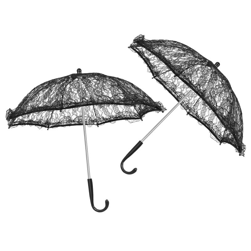 2pcs Lace Parasol: Umbrella Parasol - Vintage Embroidery Umbrella For Weeding Bridal Dancing Party Halloween Cosplay - Image 3