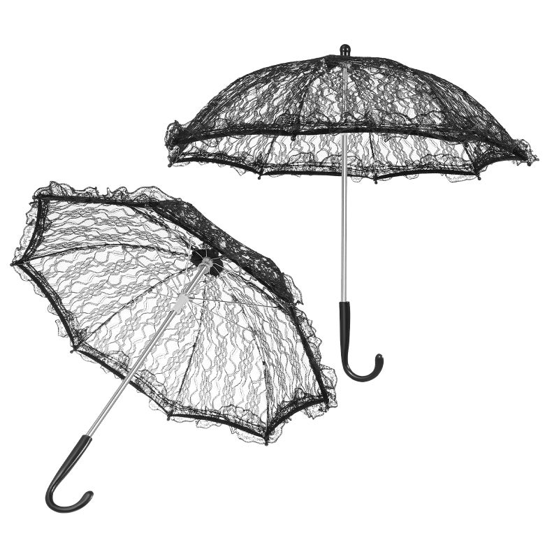 2pcs Lace Parasol: Umbrella Parasol - Vintage Embroidery Umbrella For Weeding Bridal Dancing Party Halloween Cosplay - Image 5