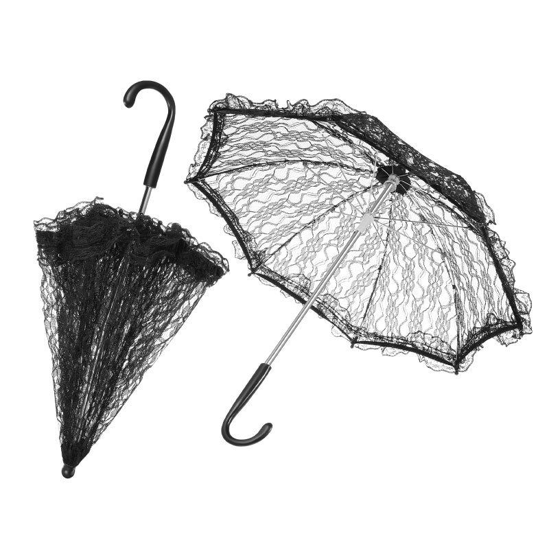 2pcs Lace Parasol: Umbrella Parasol - Vintage Embroidery Umbrella For Weeding Bridal Dancing Party Halloween Cosplay - Image 4