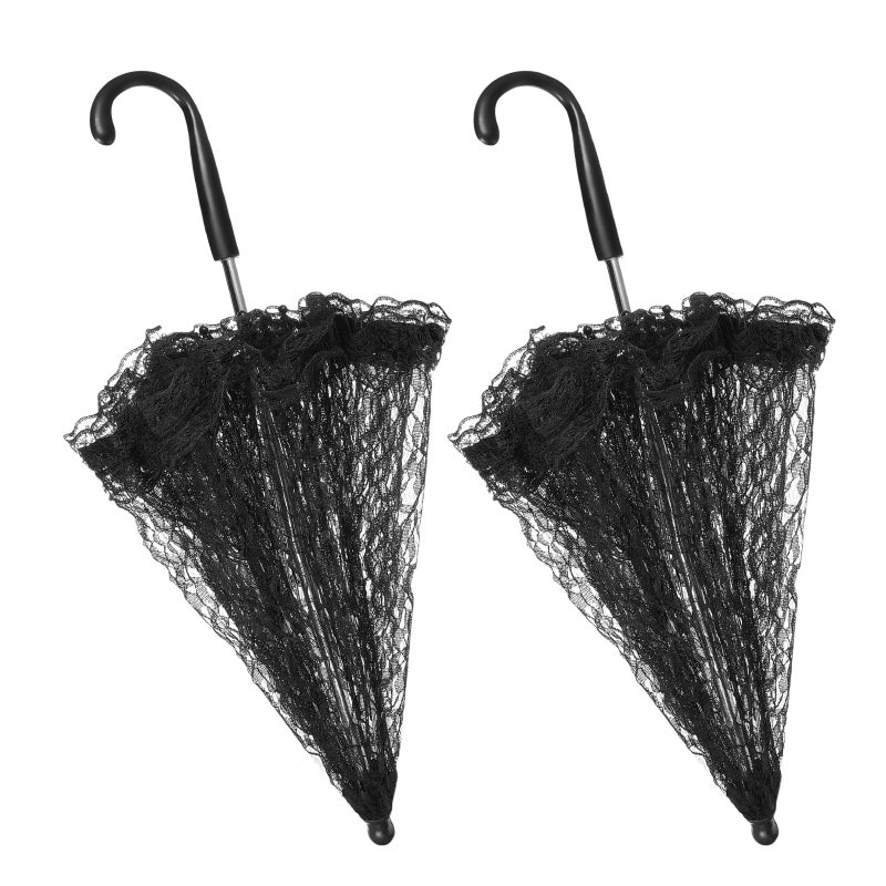 2pcs Lace Parasol: Umbrella Parasol - Vintage Embroidery Umbrella For Weeding Bridal Dancing Party Halloween Cosplay - Image 1