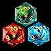 YEMEKO 3Pcs D20 Dargon Eye Liquid Core DND Dice Set with 3 Color 22mm Resin Sharp Edge 20 Sided DD Dice 22mm Handmade Polyhedral DD Dice for RPG MTG Table GamesGreenRedBlue - Image 2