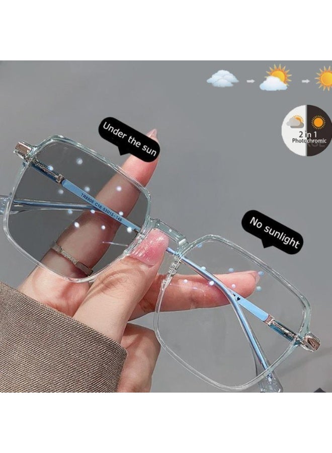 Unisex Square Photochromic Blue Light Blocking Glasses with UV Protection - Image 4