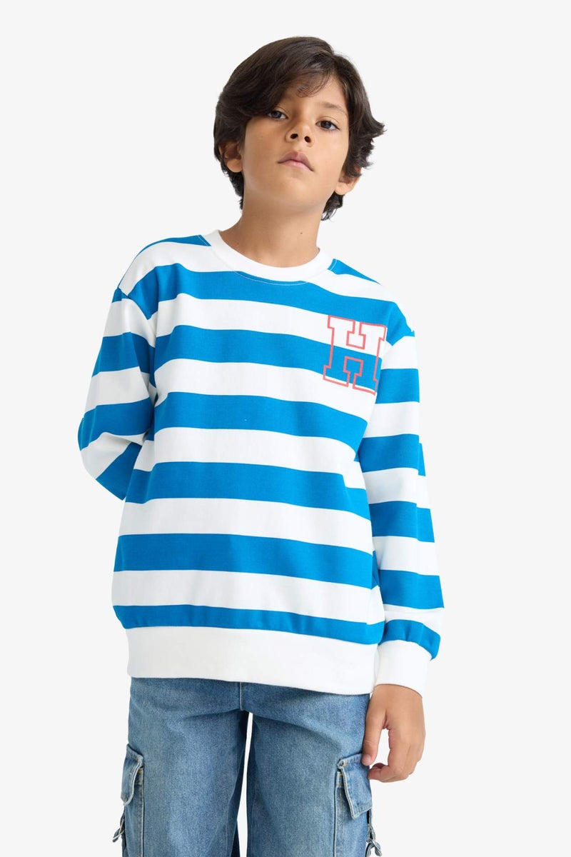 DeFacto Boy Crew Neck Striped Sweatshirt - Image 4