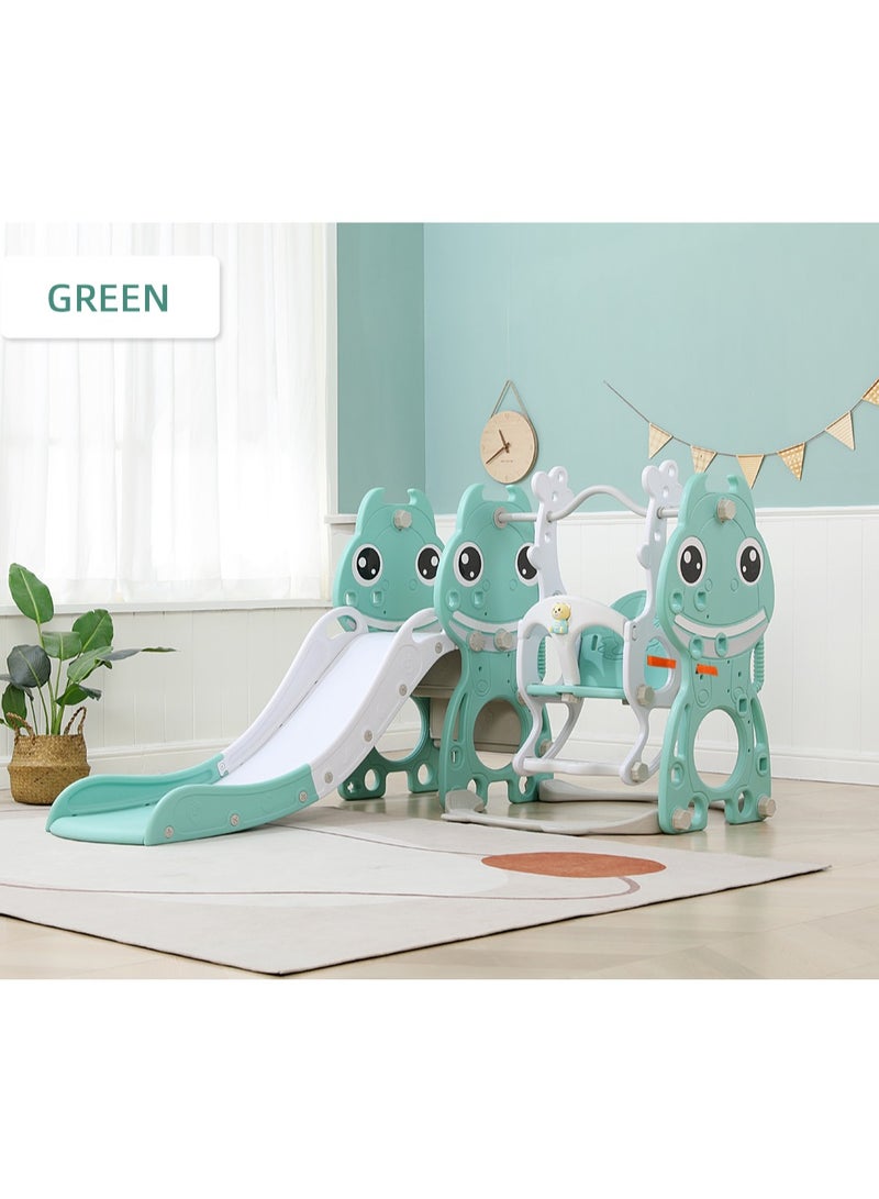 فول جوي مجموعة زحليقة وأرجوحة مع حلقة كرة سلة 3*1 للأطفال،مجموعة ملعب داخلي وخارجي للأطفال الصغار،مجموعة ألعاب تسلق للأطفال - Image 1