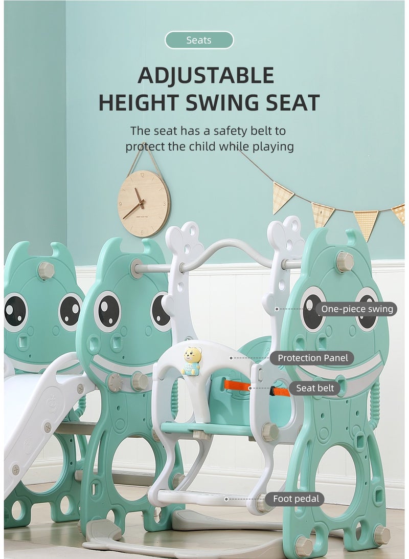 فول جوي مجموعة زحليقة وأرجوحة مع حلقة كرة سلة 3*1 للأطفال،مجموعة ملعب داخلي وخارجي للأطفال الصغار،مجموعة ألعاب تسلق للأطفال - Image 2