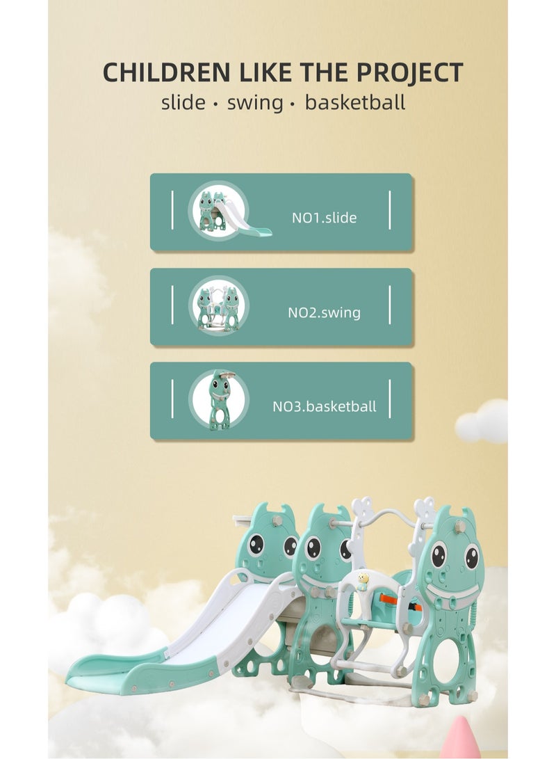 فول جوي مجموعة زحليقة وأرجوحة مع حلقة كرة سلة 3*1 للأطفال،مجموعة ملعب داخلي وخارجي للأطفال الصغار،مجموعة ألعاب تسلق للأطفال - Image 5