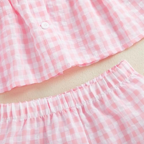 GOOCHEER Toddler Girl Clothes Baby Summer Outfits Plaid Ruffle Sleeveless Vest Tank Tops Pants Set 12 18 24 Month 2T 3T 4T (#Flying-Pink, 18-24 Months) - Image 4