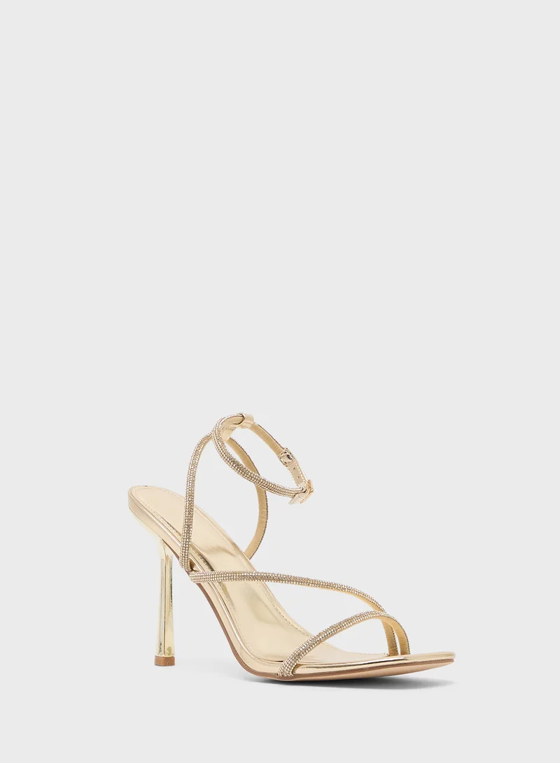 Truffle Heeled Sandal With Ankle Strap