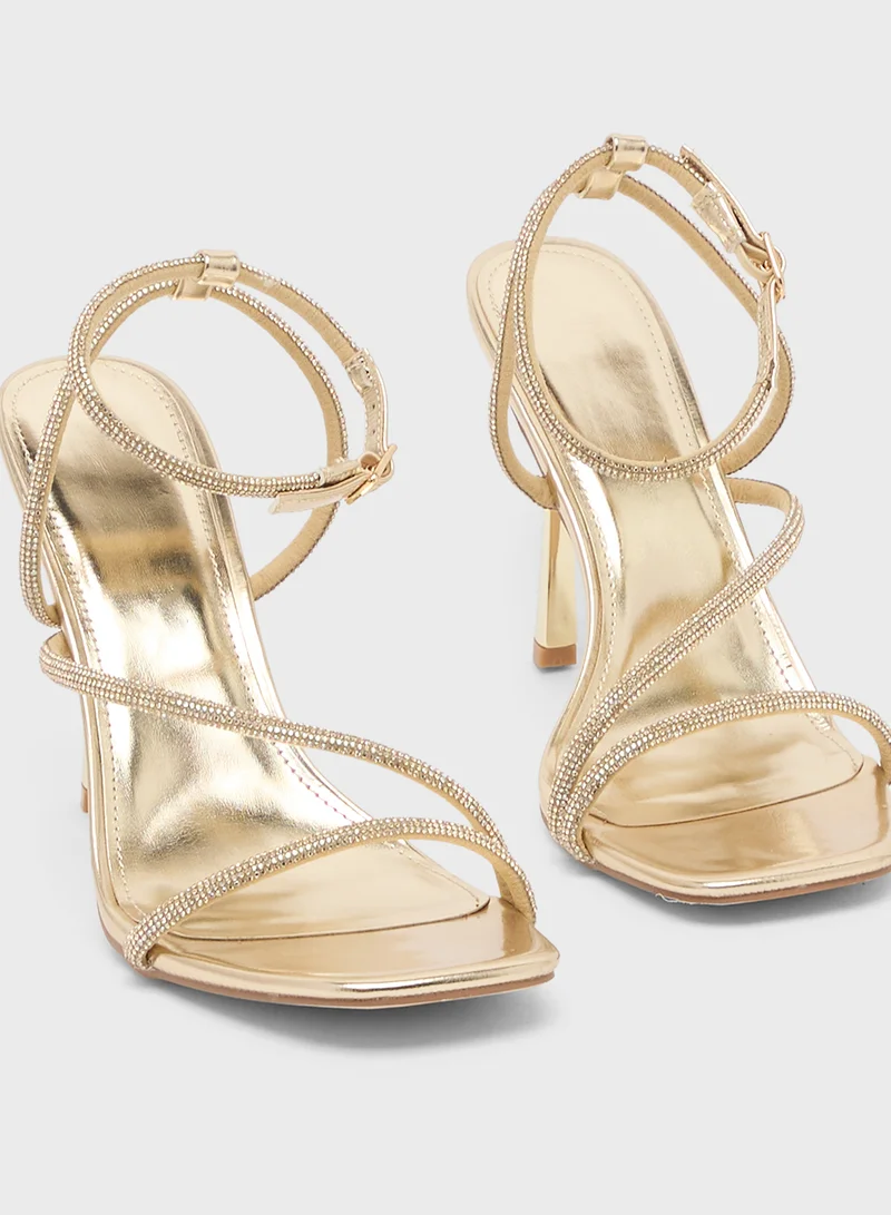 Truffle Heeled Sandal With Ankle Strap