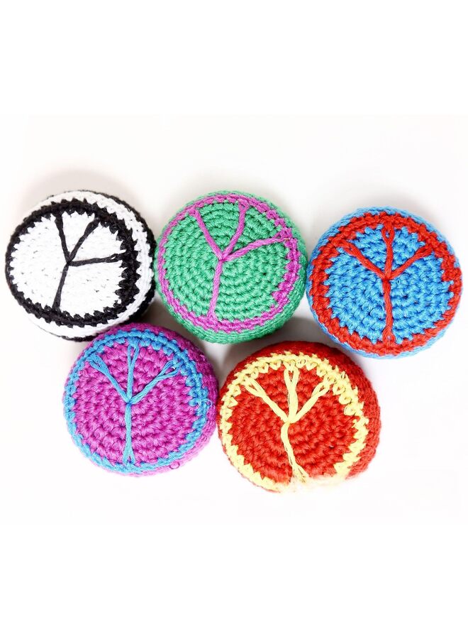 LAMAY Hacky Sacks, Multicolored Crochet Assorted Geometric Pattern Hacky Ball, Foot Bag Kick Sack, Indoor and Outdoor Toys for Kids and Adults(6PCS) - Image 3