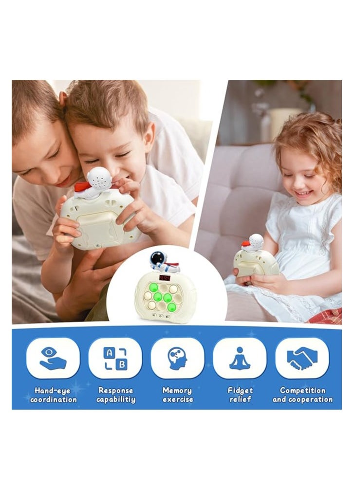 OUYoo - OUYoo Fast Push Game Toy with Popit Game Controller, Pop Fidget Animal with LED Screen - Sensory and Memory Console, Quick Bubble Light Toy, Pocket Games (White pilot) - Image 1