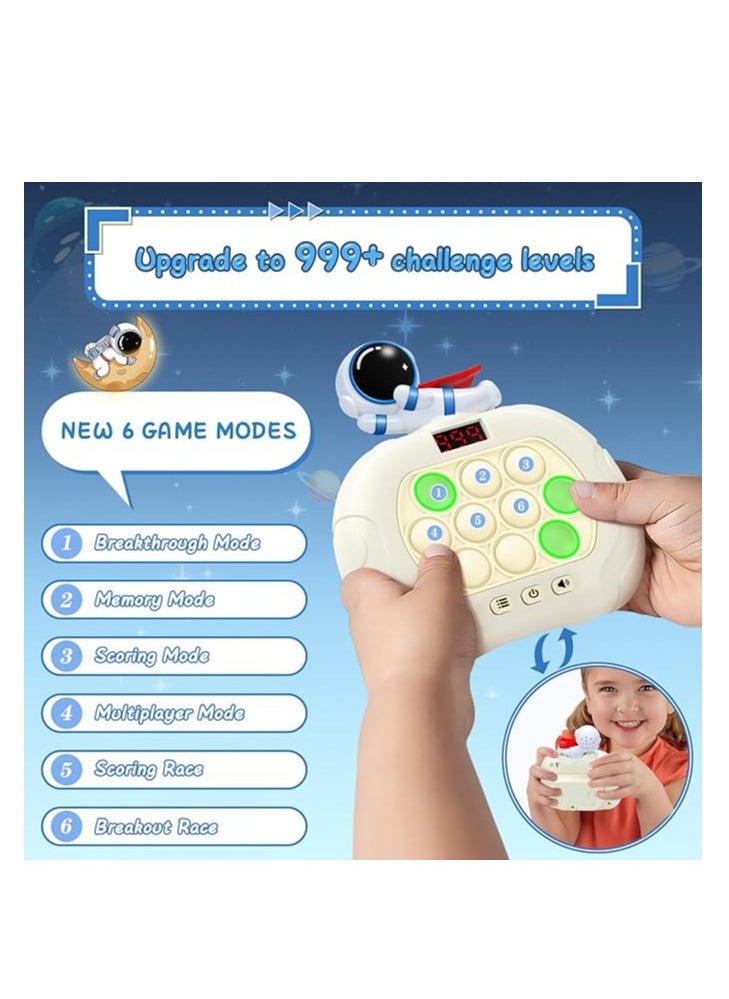 OUYoo - OUYoo Fast Push Game Toy with Popit Game Controller, Pop Fidget Animal with LED Screen - Sensory and Memory Console, Quick Bubble Light Toy, Pocket Games (White pilot) - Image 1