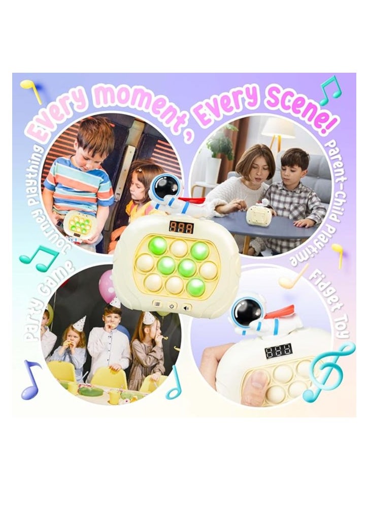OUYoo - OUYoo Fast Push Game Toy with Popit Game Controller, Pop Fidget Animal with LED Screen - Sensory and Memory Console, Quick Bubble Light Toy, Pocket Games (White pilot) - Image 1