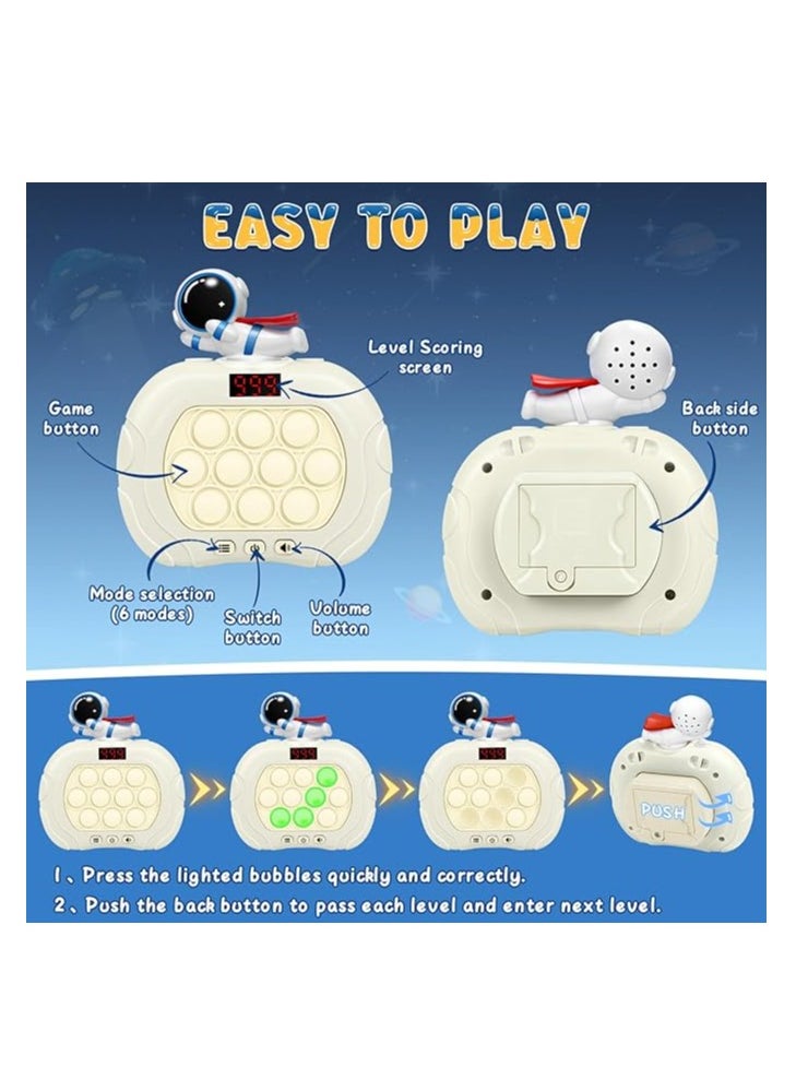 OUYoo - OUYoo Fast Push Game Toy with Popit Game Controller, Pop Fidget Animal with LED Screen - Sensory and Memory Console, Quick Bubble Light Toy, Pocket Games (White pilot) - Image 1