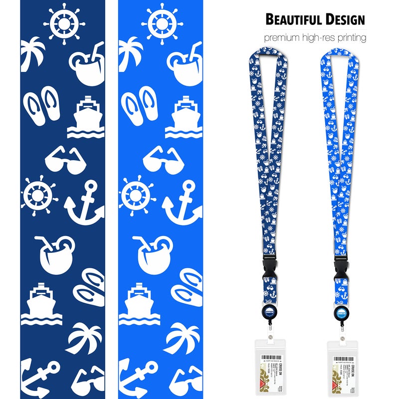 Cruise On Carnival Cruise Luggage Tag Holders (4 Pack) & Lanyards (2 Pack), Large, Clear & Waterproof, Cruise Essentials 2026-2027 for Ship Cards & Baggage â€“ Durable Travel Accessories (Blue Icons) - Image 5