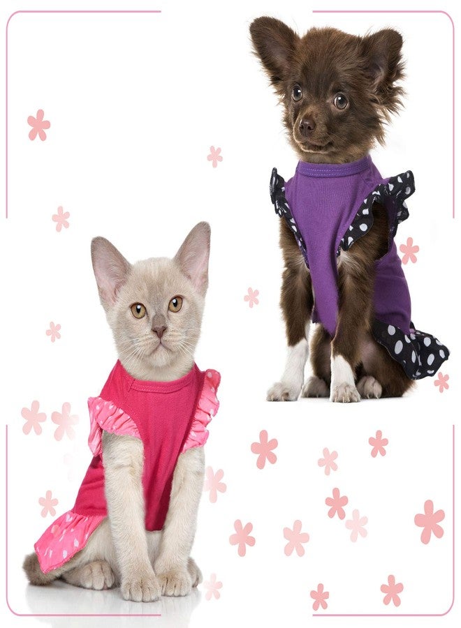 Weewooday 2 Pieces Dog Dresses for Dogs Cute Girl Female pet Dress Mommy Puppy Shirt Skirt Dresses Pet Summer Clothes Apparel for Cats(Love and Me,Medium) - Image 4